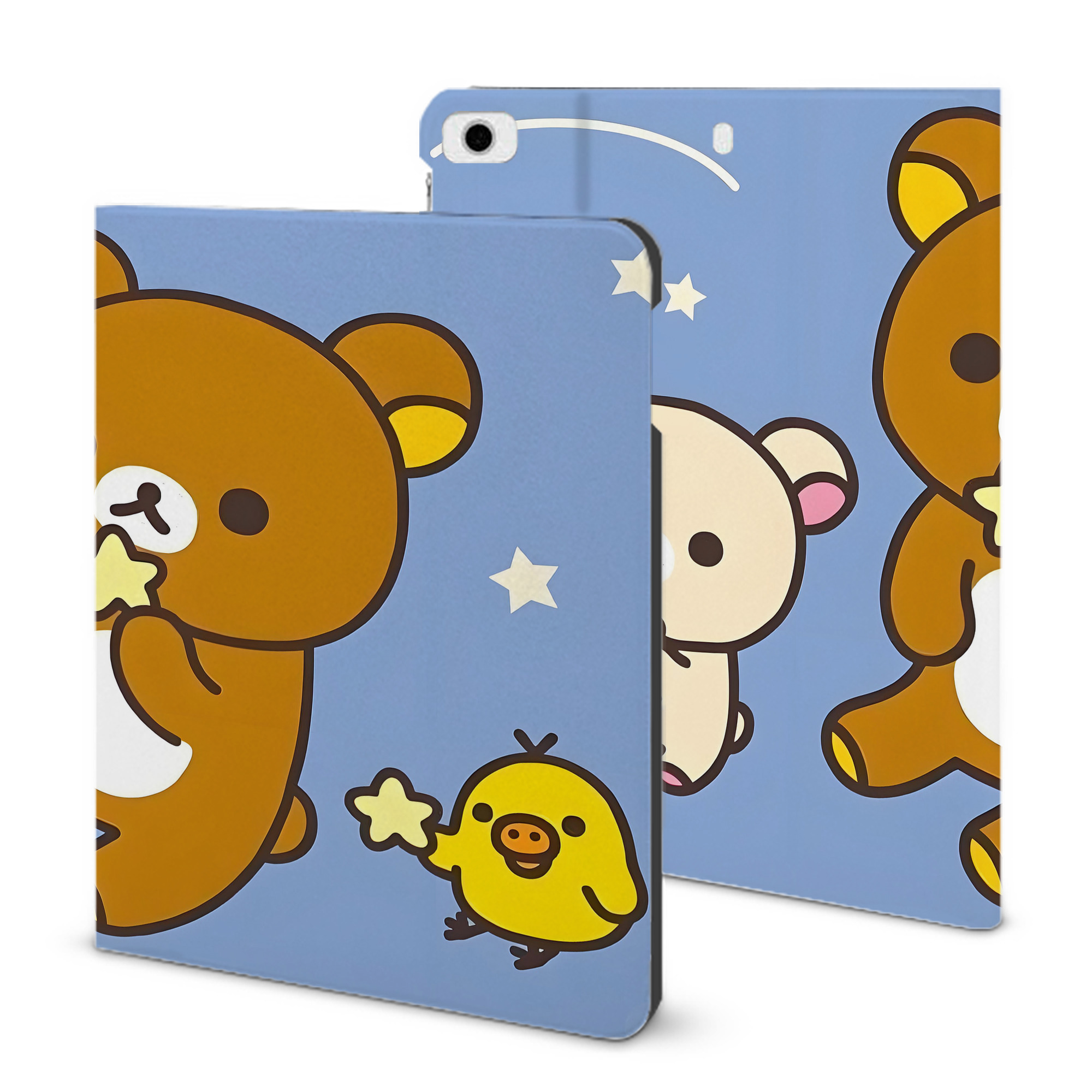 （画像用） リラックマ リラックマ キイロイトリ Rilakkuma Korilakkuma Kiiroitori IPad ケース ブック型 PUレザー TPU 耐衝撃 軽量 薄型 ペン収納なし 全面保護 IPad 各モデル対応